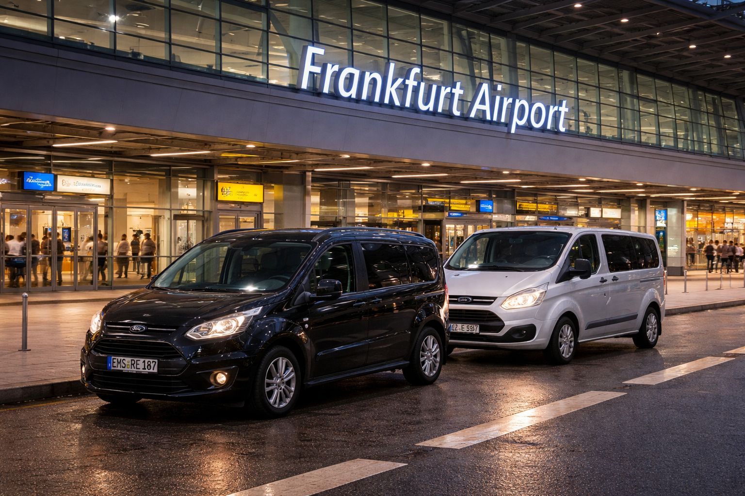 Fahrzeuge von Personenbeförderung Rempel am Flughafen Frankfurt